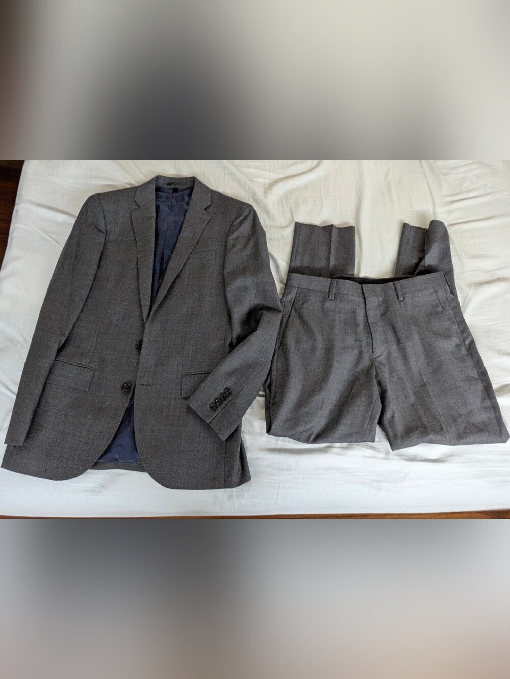 J Crew Ludlow Tollegno Italy Wool Suit Set Blazer 36R Pants 30x30 Slim Charcoal
